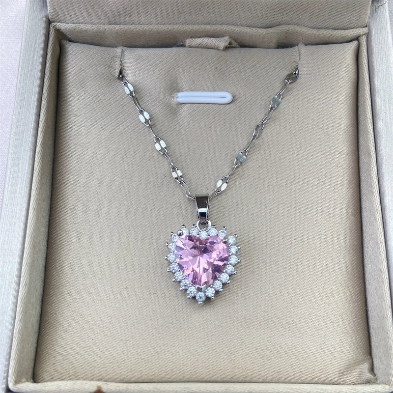 Vintage Style Geometric Stainless Steel Plating Inlay Zircon Pendant Necklace