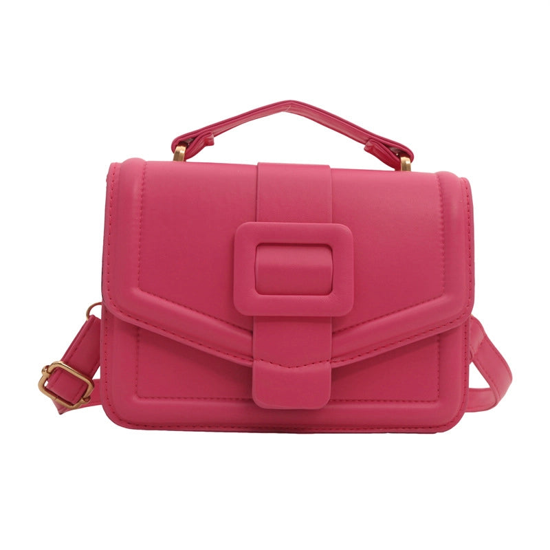 Women's Medium Pu Leather Solid Color Streetwear Square Flip Cover Shoulder Bag Crossbody Bag