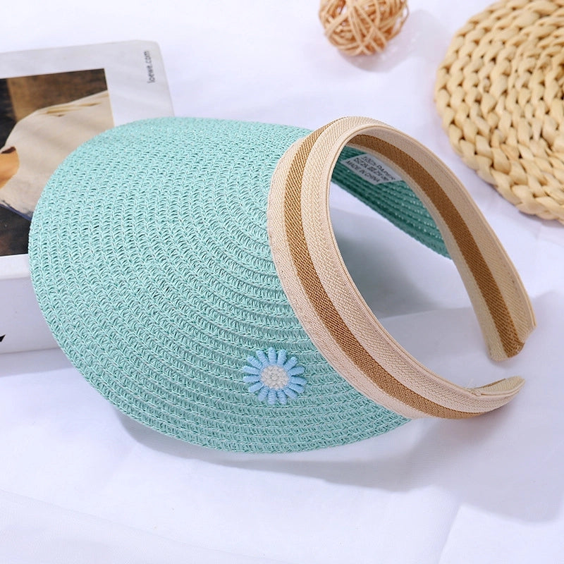 Women's Mini Straw Daisy Vintage Style Round Zipper Straw Bag