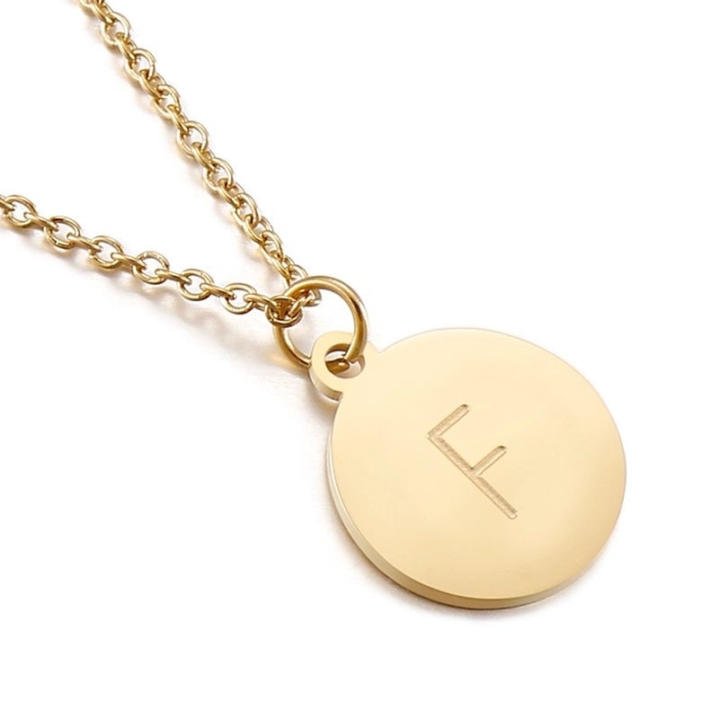 Titanium Steel 18K Gold Plated Minimalist Plating Letter Necklace