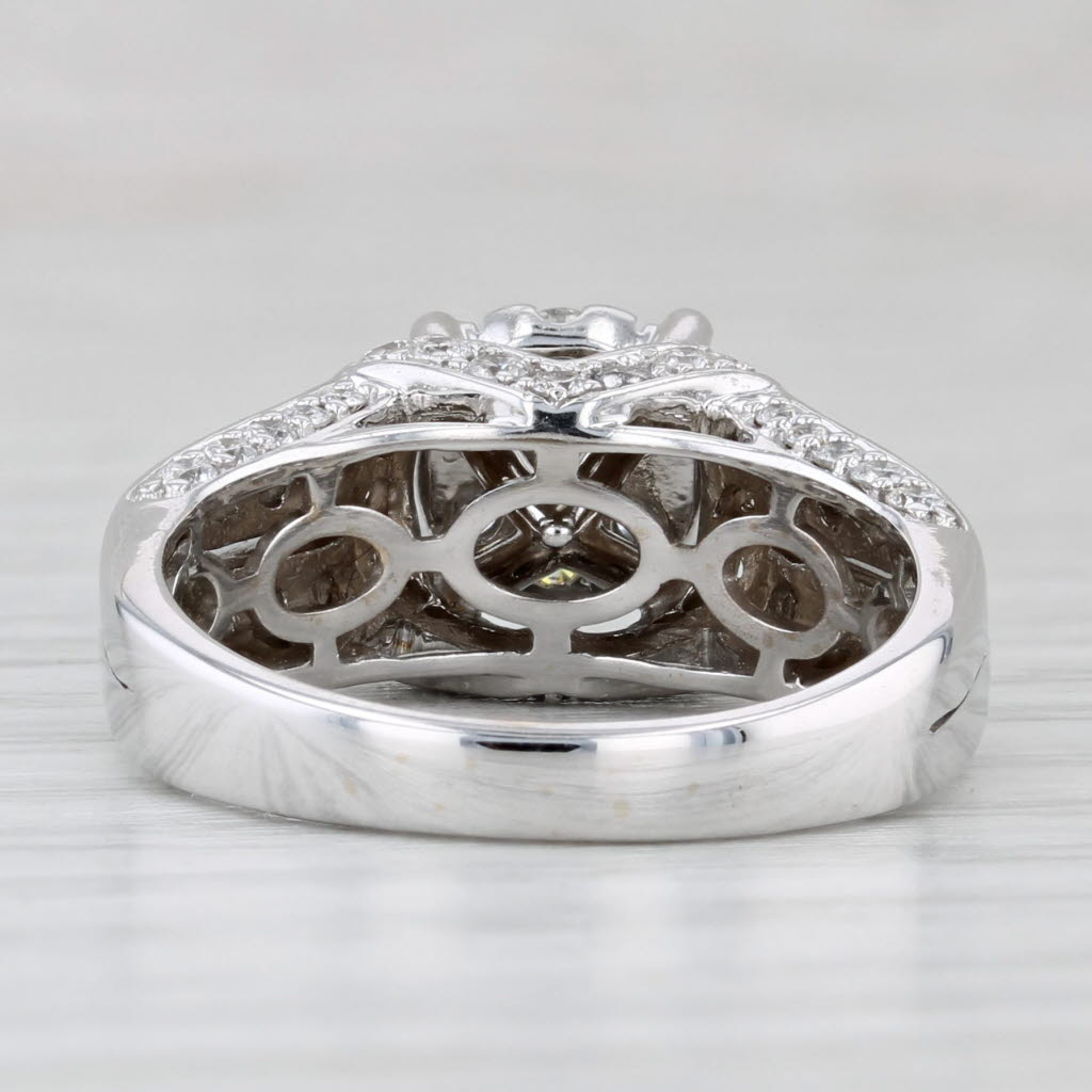 1.30ctw Diamond Engagement Ring 14k White Gold Size 7.5 Cathedral Band