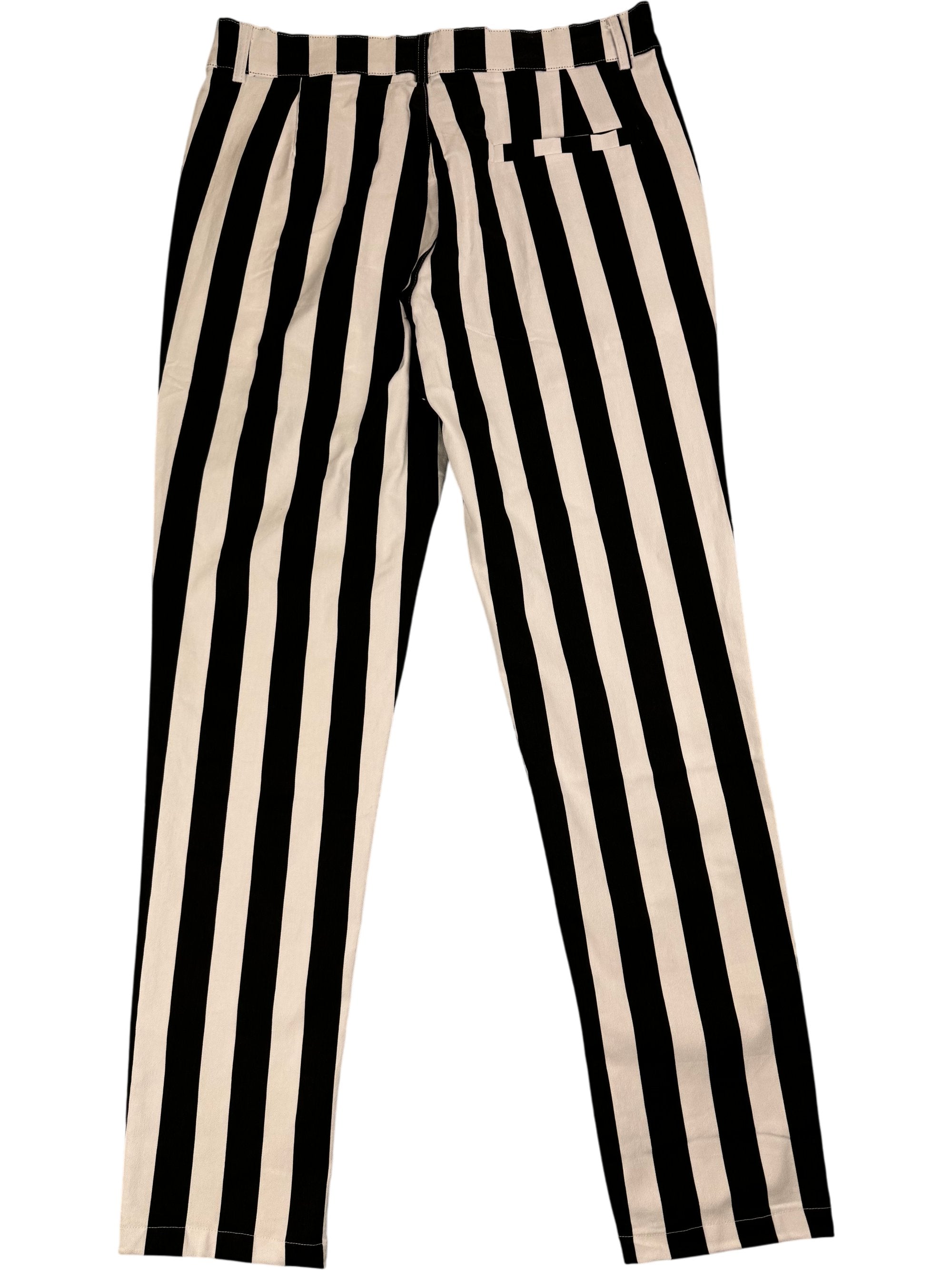 Lars Amadeus Black and White Striped Trousers