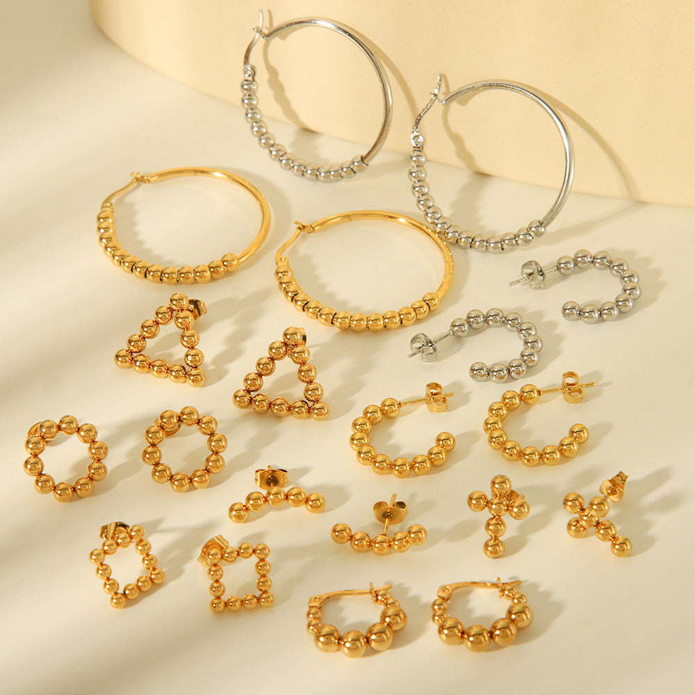 Sphere Geometric Stainless Steel Electroplating Earrings