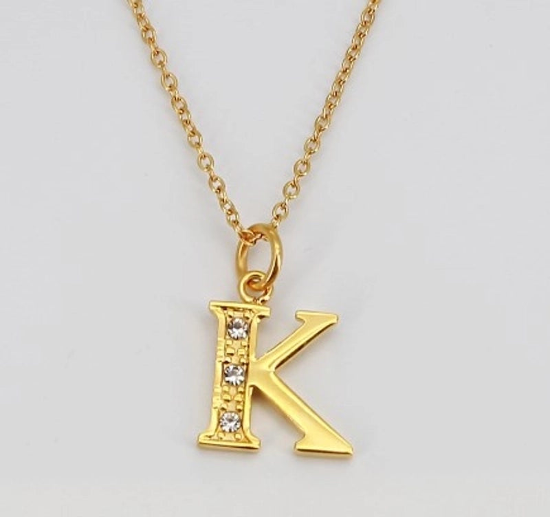 Minimalist Letter 304 Stainless Steel Rhinestones Inlay Stainless Steel Necklaces