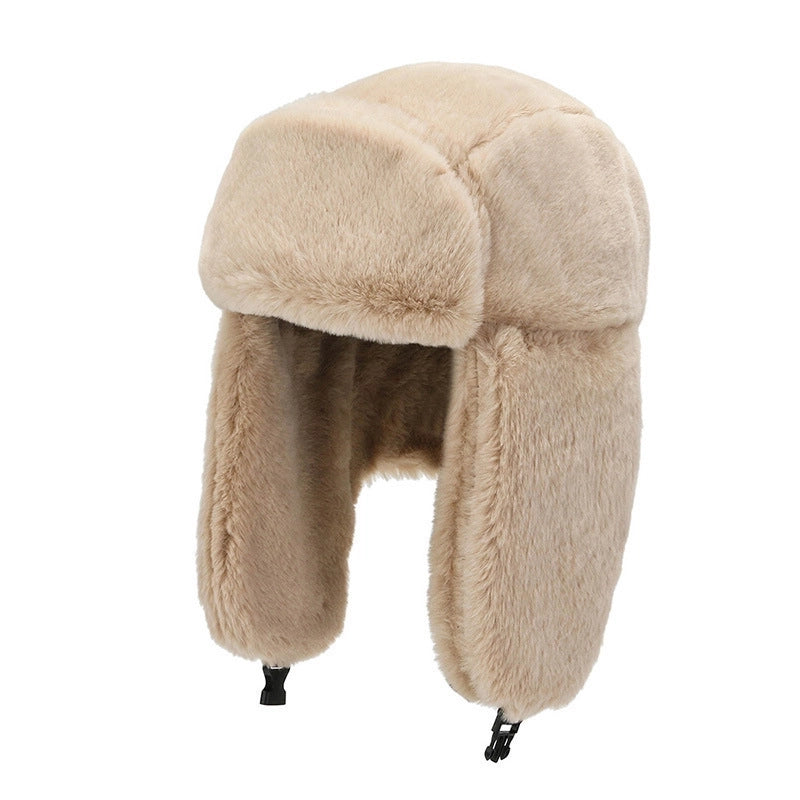 Winter Fleece-lined Men's And Women's Ear Protection Lei Feng Hat Rabbit Fur Windproof Cold-proof Fashion Outdoor Riding Lei Feng Hat