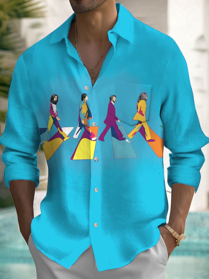 Men's Musical Long Sleeve Pocket Shirt