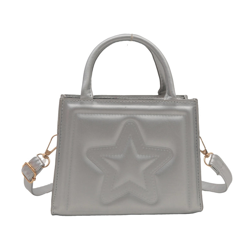 Women's Pu Leather Star Solid Color Streetwear Square Zipper Shoulder Bag Crossbody Bag