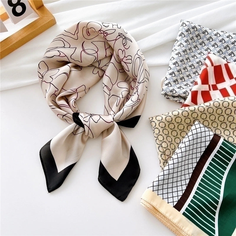 Women's Elegant Geometric Polyester Printing Silk Scarves