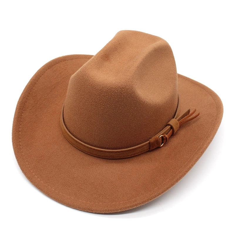 One-word Top Denim Top Hat Brim Felt Hat Men And Women Outdoor Western Denim Top Hat Woolen Jazz Hat