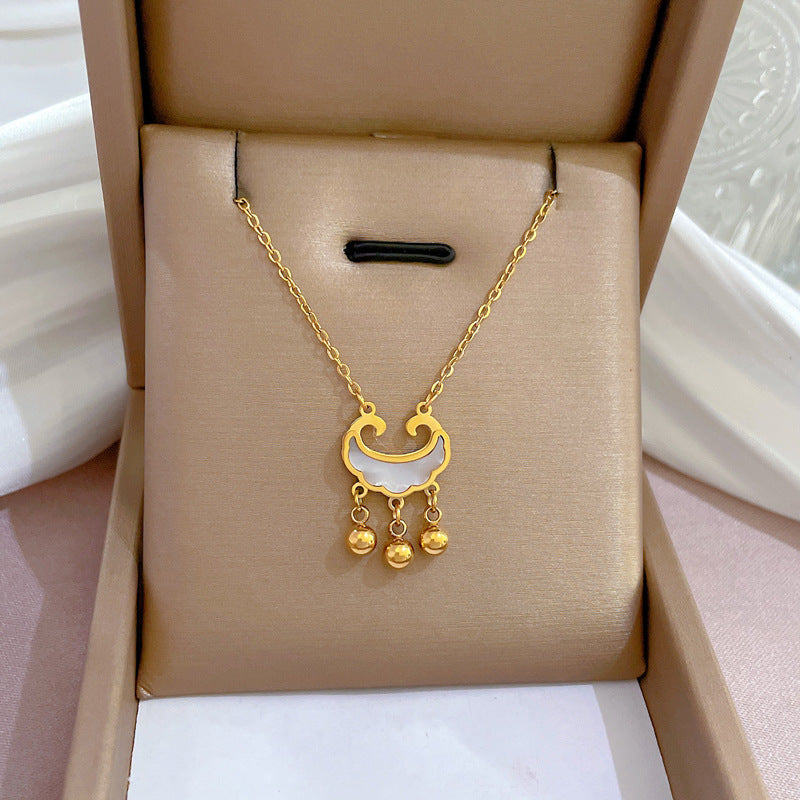2 Pieces Cartoon Leaf Gourd Lily Of The Valley Geometric Titanium Steel Electroplating Necklaces