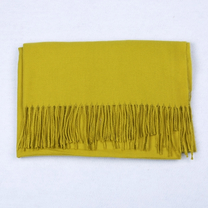 Cashmere Solid Color Scarf Women's Autumn And Winter 220g Explosions Barbed Hair Padded Travel Warm Tassel Shawl