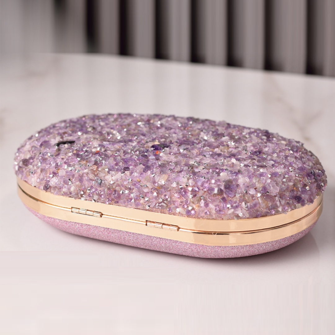 Round Diamond Resin Evening Clutch with Handle