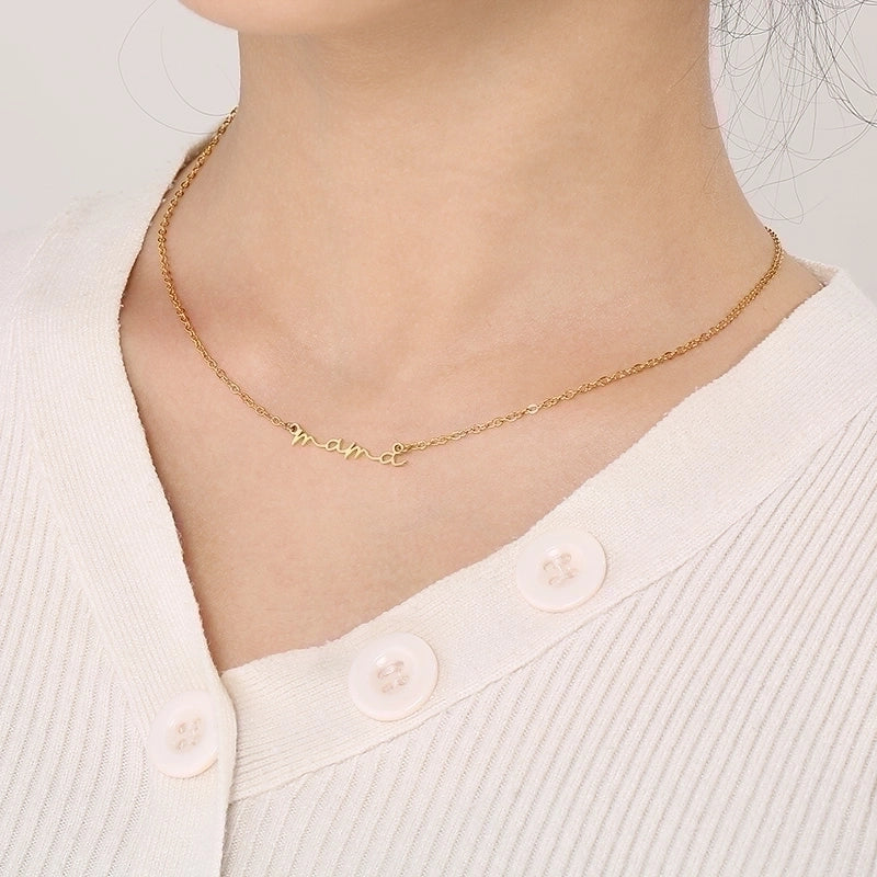 Minimalist Letter Titanium Steel 18K Gold Plated Plating Necklace