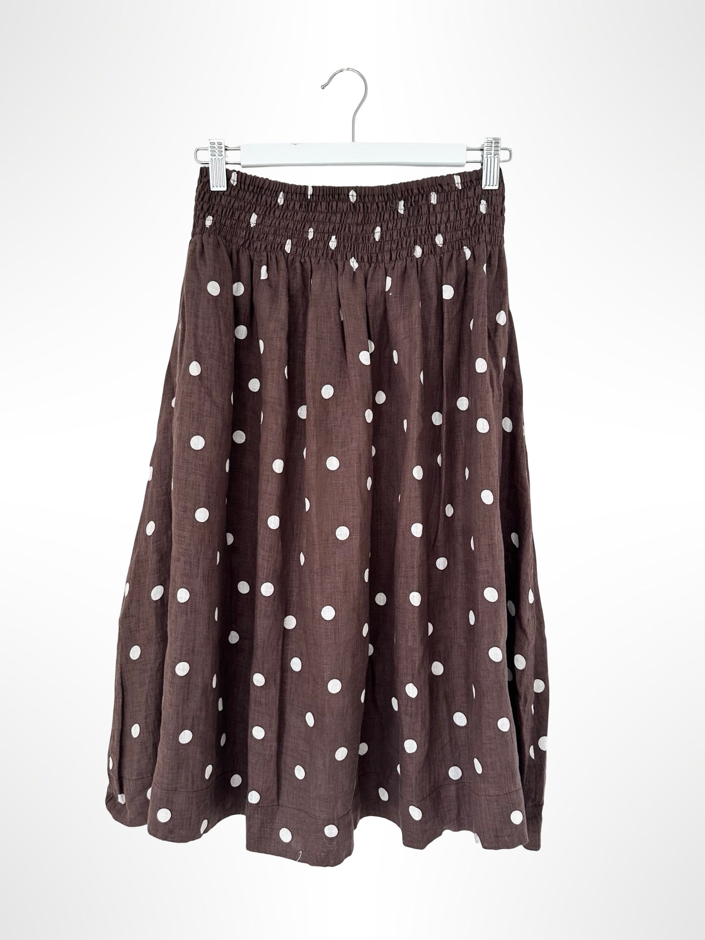 lola skirt - chocolate spot linen