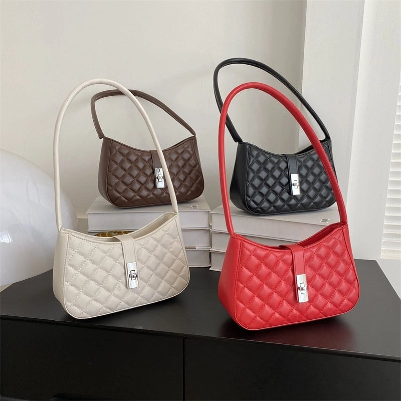 Women's Small Pu Leather Solid Color Streetwear Square Zipper Shoulder Bag
