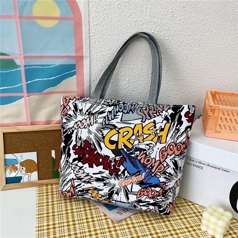 Unisex Cute Flower Canvas Shopping Bags