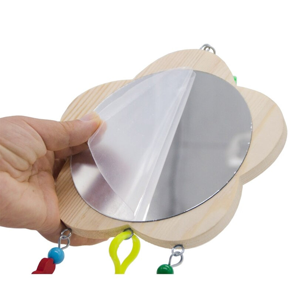 Wood Mirror Toy with Bell For Bird Toys