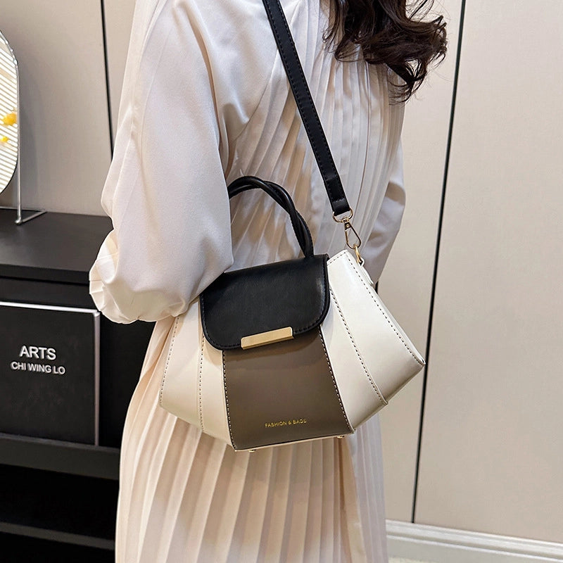 Women's Medium Pu Leather Color Block Streetwear Square Zipper Crossbody Bag