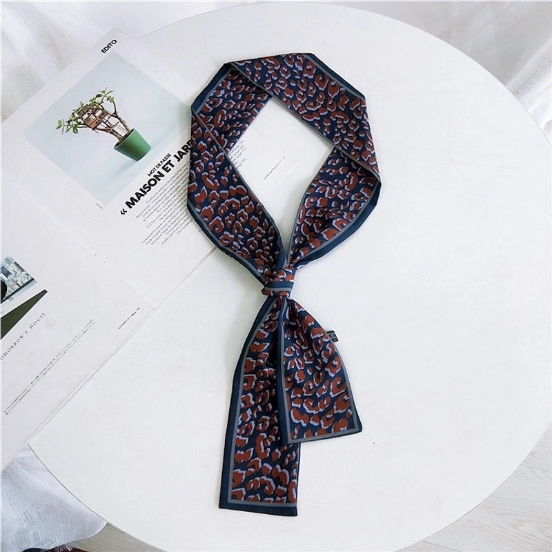 Double-sided Leopard Print Boxer Small Scarf Women's Scarf New  Spring And Autumn All-match Wrist Strap Ribbon Hair Band Fashion