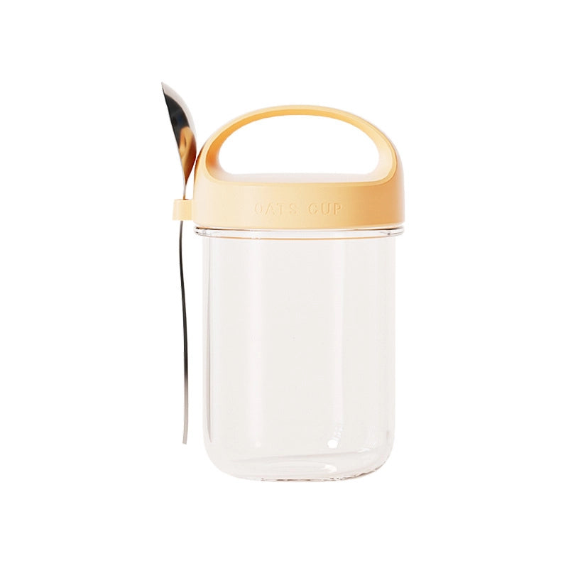 Breakfast Cup Glass Large Mouth Sealed Jar Overnight Oatmeal Cup Milkshake Cup Glass Cup With Spoon Cereal Cup Yogurt Cup