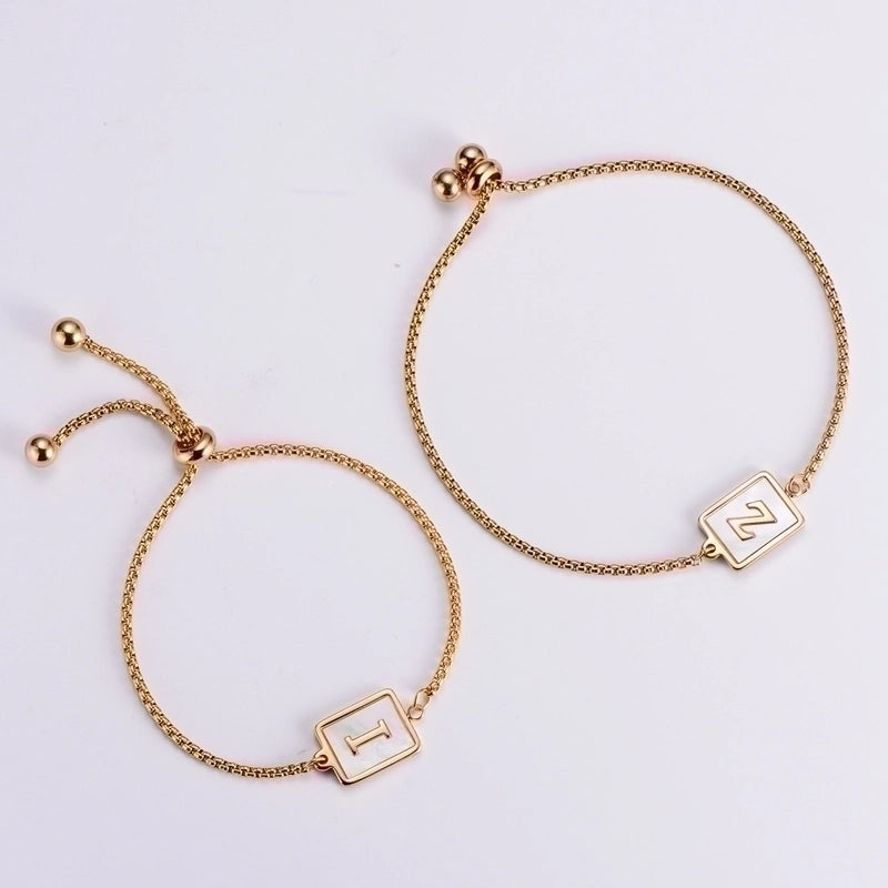Minimalist Letter 304 Stainless Steel 18K Gold Plated Shell Bracelets In Bulk