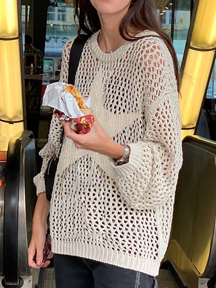 Slouchy Style Star Loose Long Sleeve Knit Sweater