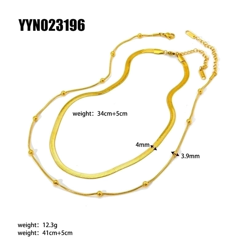 201 Stainless Steel 18K Gold Plated Modern Style Minimalist Streetwear Plating Solid Color Double Layer Necklaces