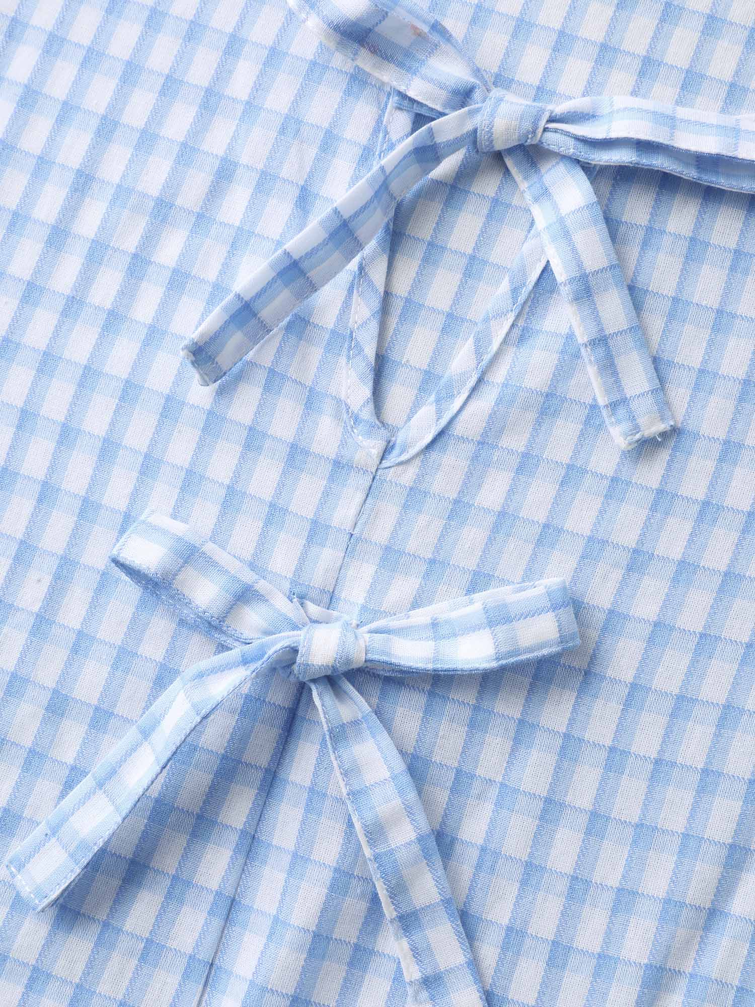 Bow Front Plaid Print Babydoll Top