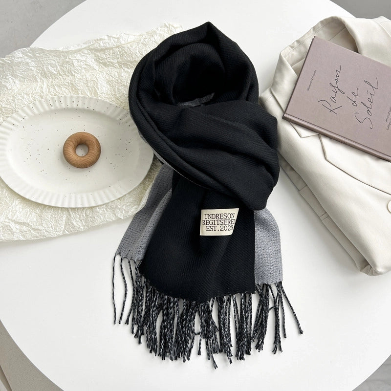 Women's Basic Solid Color Imitation Cashmere Tassel Scarf