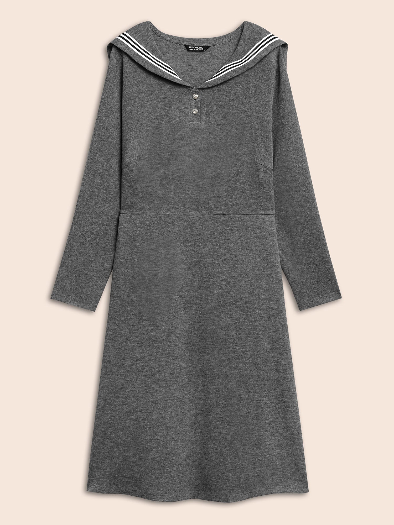 Sailor Collar Contrast Button Up Dress