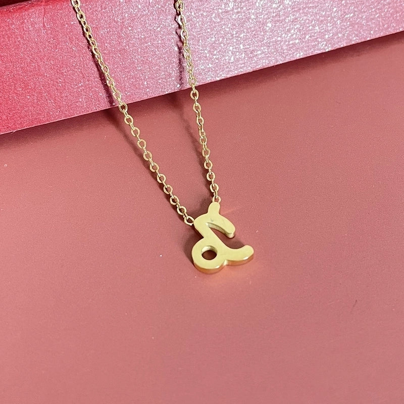 Simple Fashion Twelve Constellation Stainless Steel Geometric Necklace