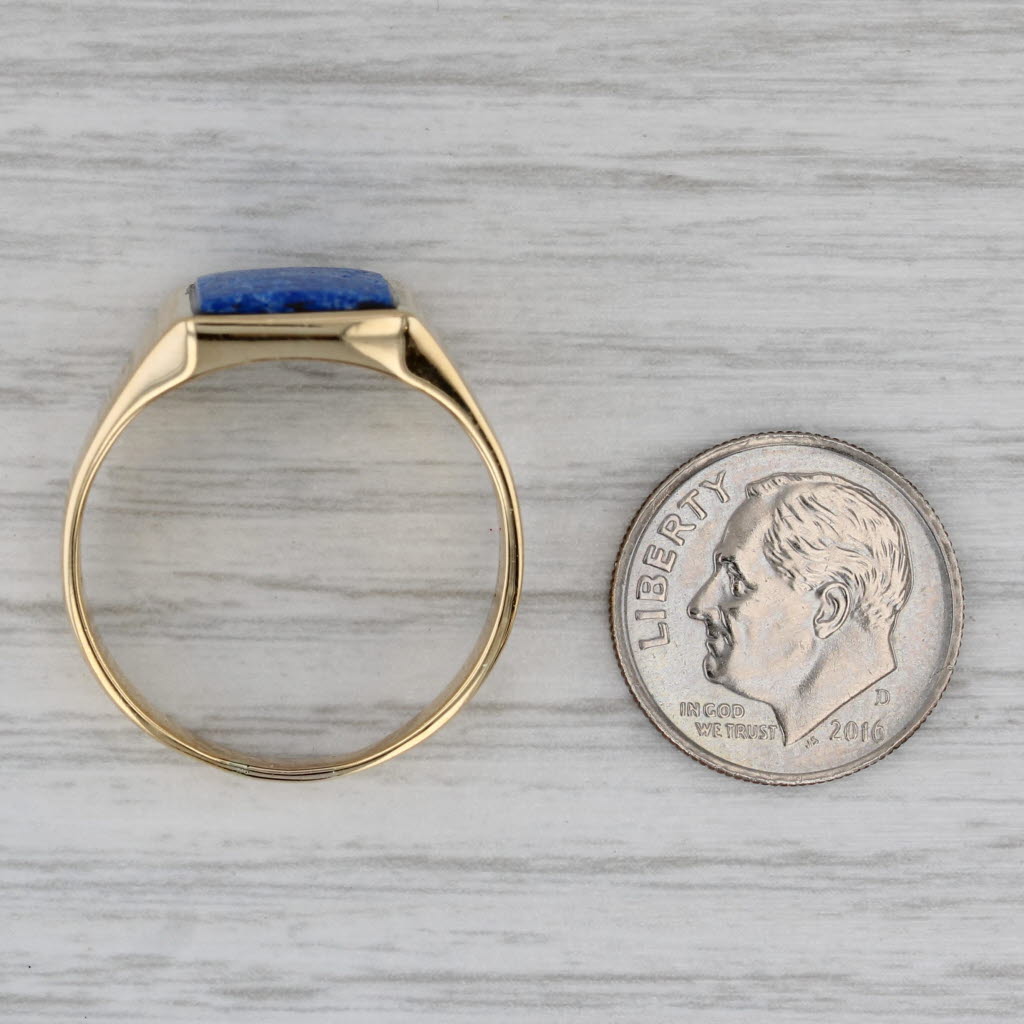 Blue Sodalite Signet Ring 18k Yellow Gold Size 11.25