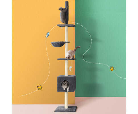 260cm  Floor to Ceiling Cat Scratching Post - Dark Grey