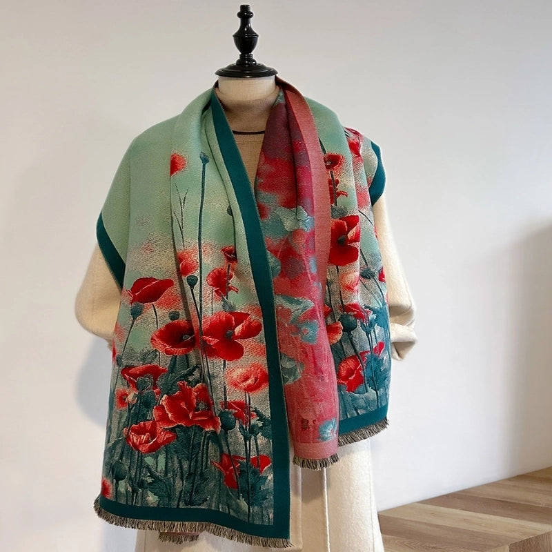 Women's Streetwear Flower Imitation Cashmere Scarf