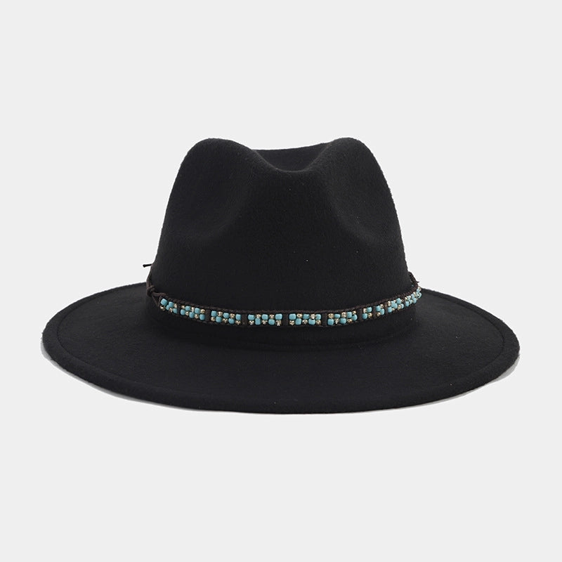 Women's Elegant Basic Solid Color Big Eaves Fedora Hat
