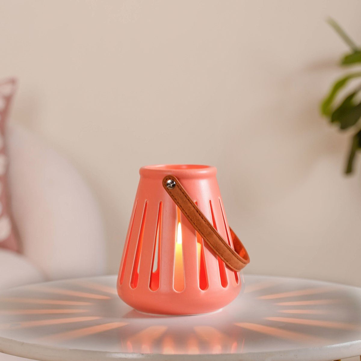 Decor Lantern Coral Red Set of 2