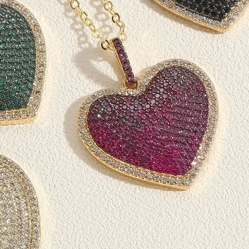 Minimalist Heart Shape Butterfly Copper Plating Inlay Zircon 14k Gold Plated Pendant Necklace