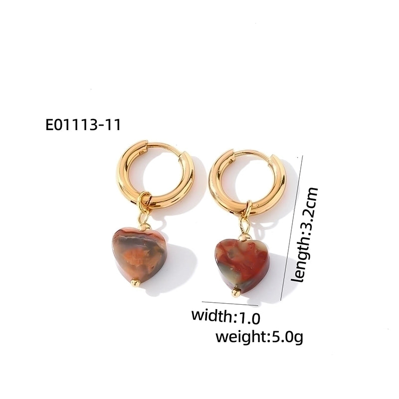 1 Pair Casual Sweet Minimalist Heart Shape Plating 304 Stainless Steel Gold Plated Drop Earrings