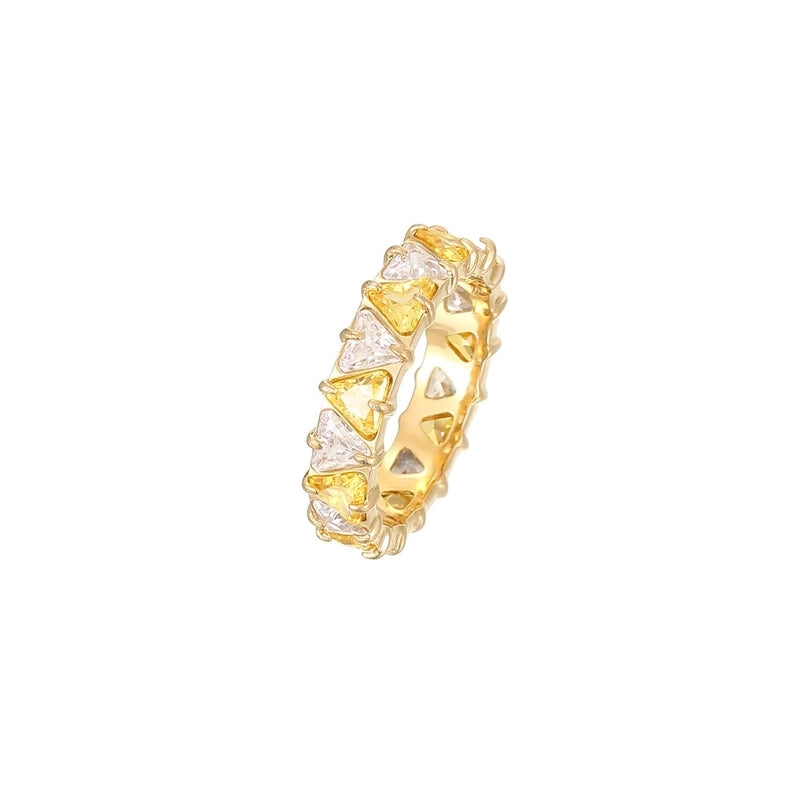 Minimalist Shiny Heart Shape 304 Stainless Steel Zircon 16K Gold Plated White Gold Plated Inlay Rings