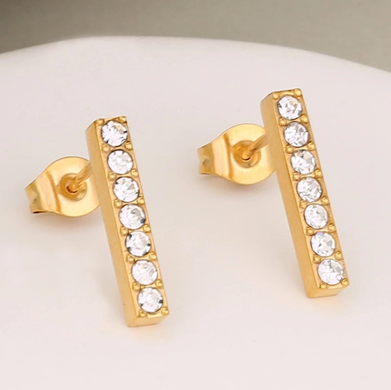 1 Set 1 Pair Luxurious Shiny Cross 304 Stainless Steel Ear Studs