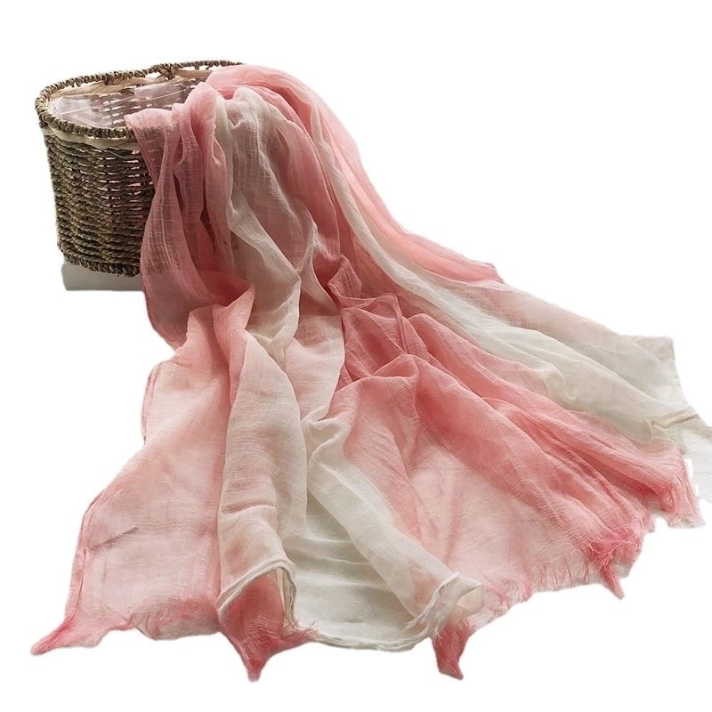 Unisex Sweet Color Block Polyester Long-staple Cotton Sewing Cotton Linen Scarves
