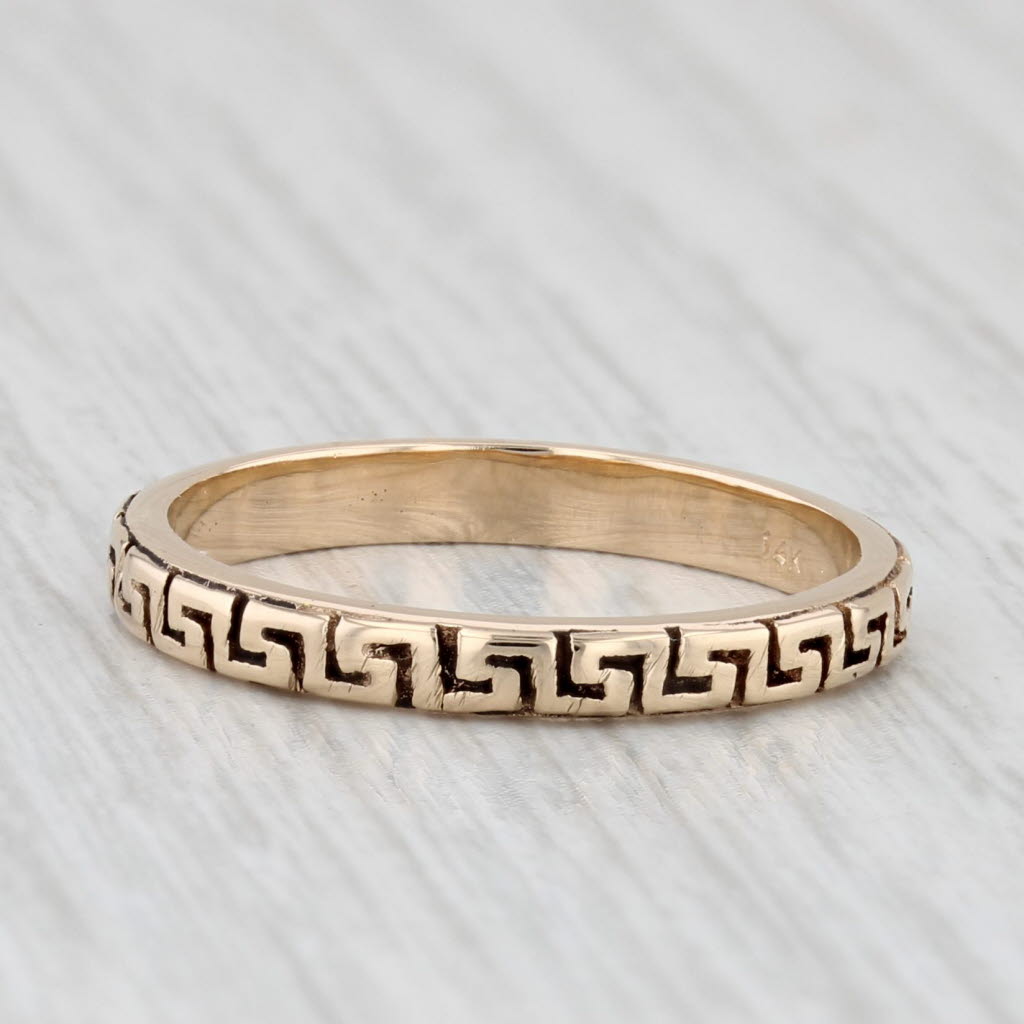 Greek Key Pattern Ring 14k Yellow Gold Size 6.5 Stackable Band