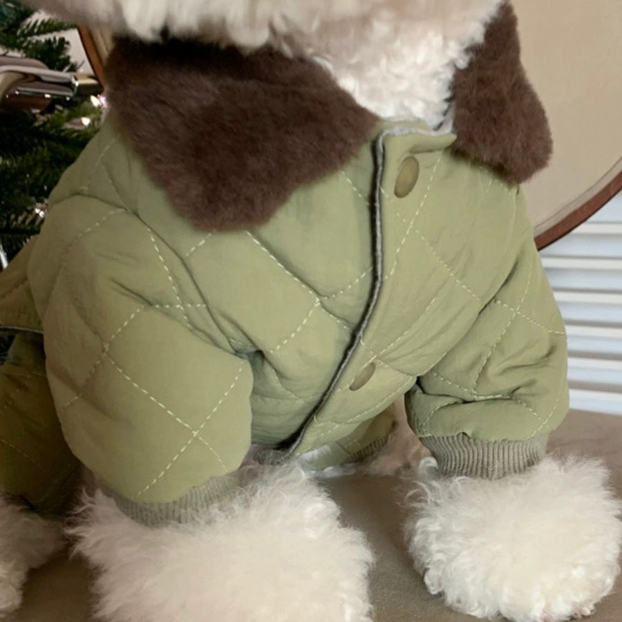 Fleece Waffle Pattern Dog Jumpsuits Jacket