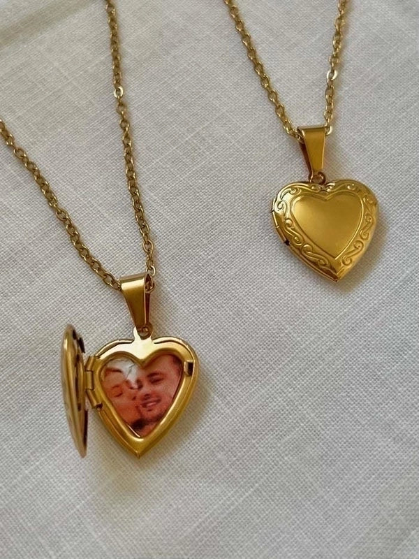 Fashion Heart Shape 201 Stainless Steel Artificial Diamond Plating Inlay Stainless Steel Necklaces