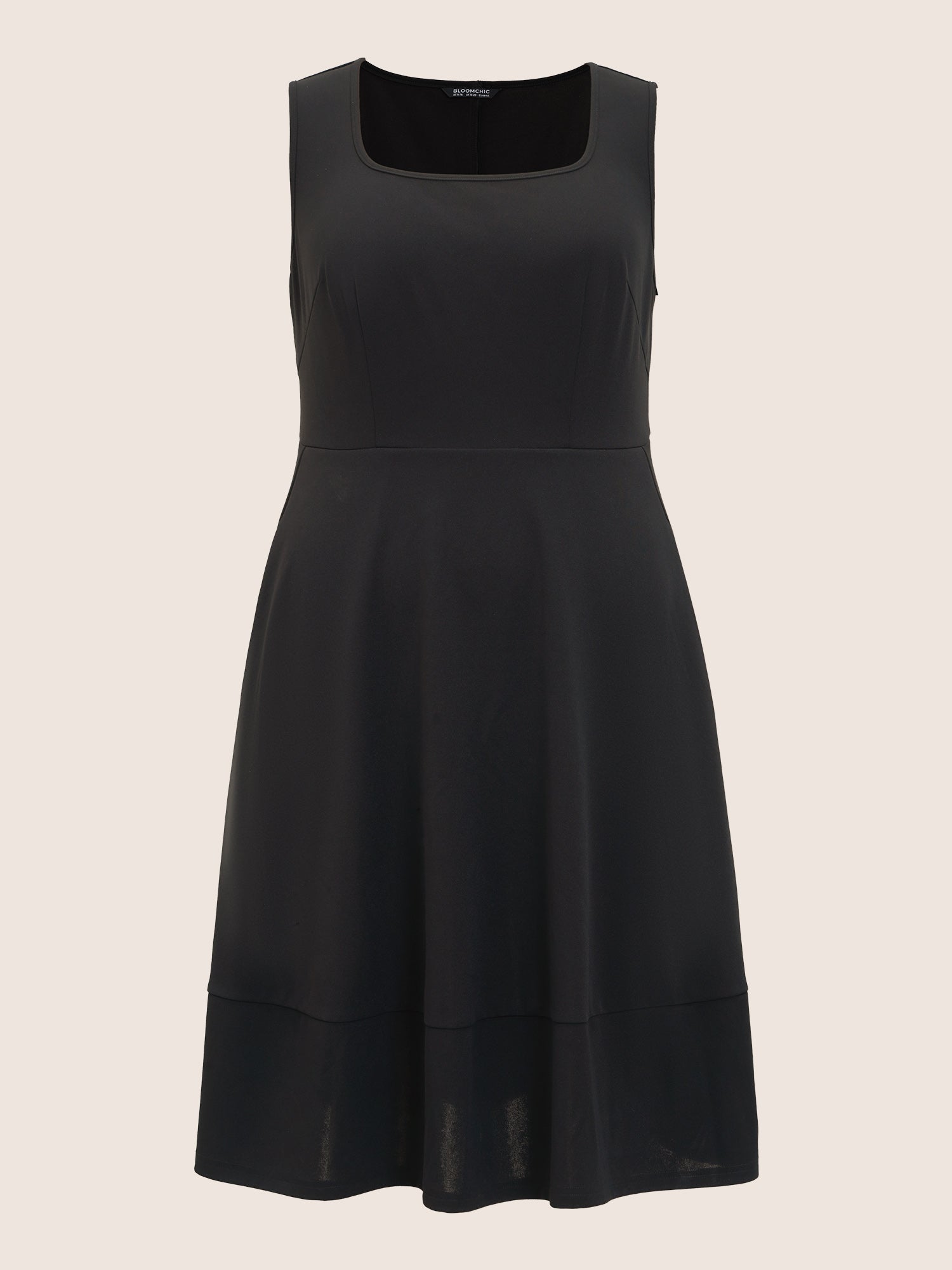 Solid Pocket Sleeveless Ruffle Hem Tank Dress
