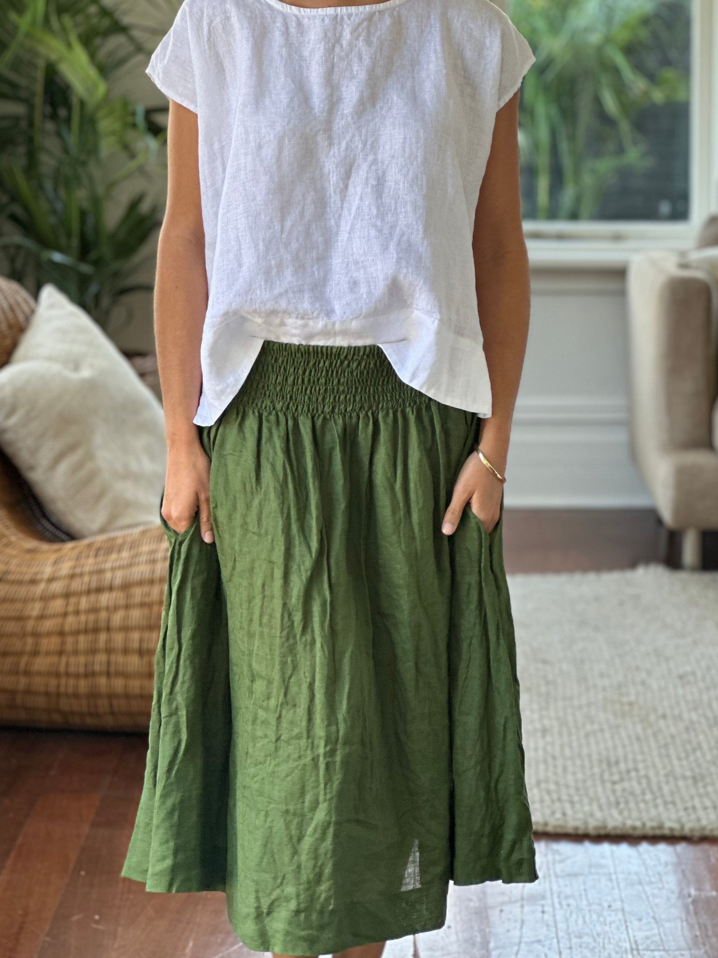 lola skirt - moss linen