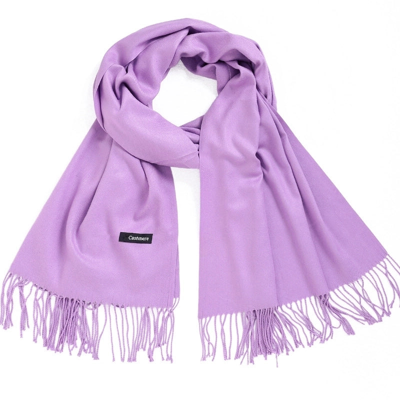 Women's Minimalist Tassel Solid Color Imitation Cashmere Scarf
