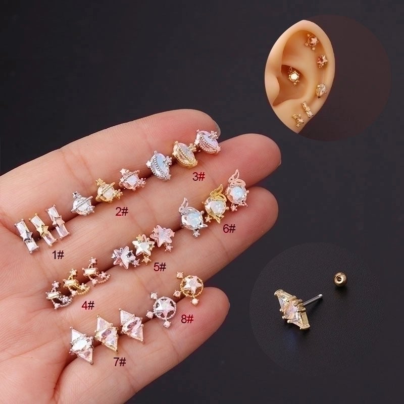 Ear Cartilage Rings & Studs Geometric 316L Stainless Steel  Copper Plating