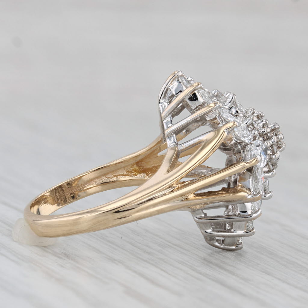 1.36ctw Diamond Cluster Ring 14k Yellow Gold Size 6.25 Cocktail