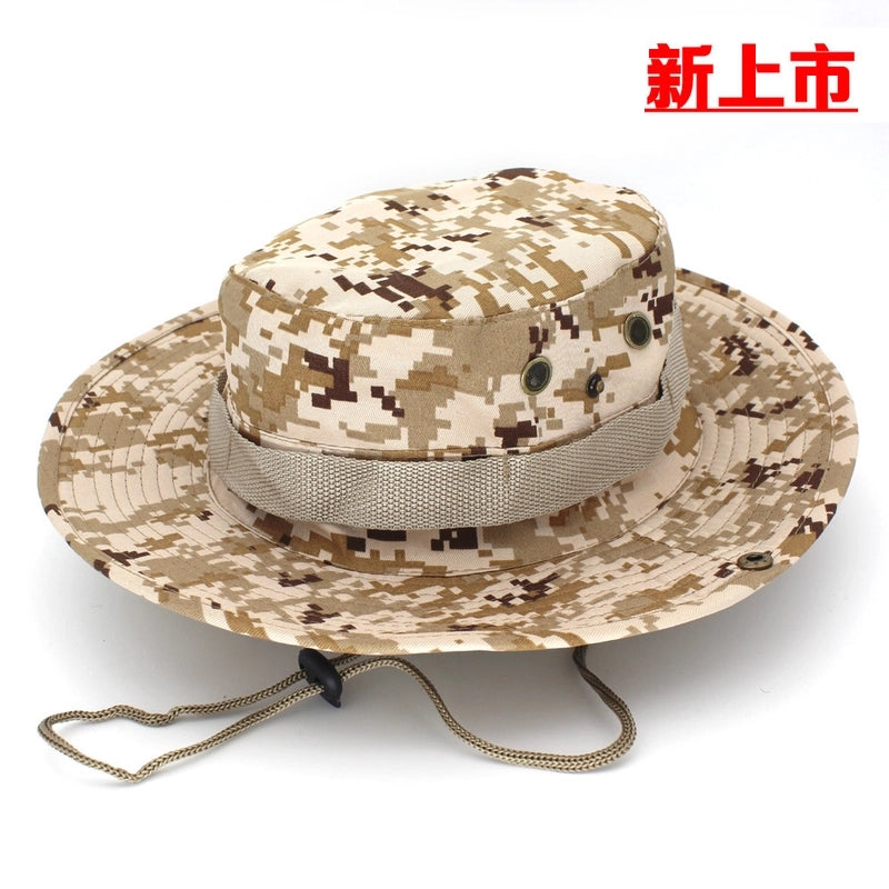 Adults Casual Solid Color Camouflage Flat Eaves Bucket Hat